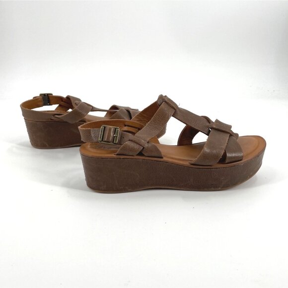 Kork Ease Womens Platform Leather Sandals Size 8 Strappy Cushioned Brown Summer - Picture 2 of 9